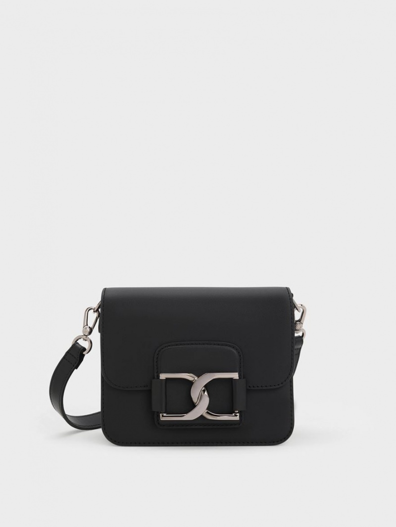 τσάντεσ χιαστί Charles And Keith Gabine δερματινα μαυρα | 83715-FAXK