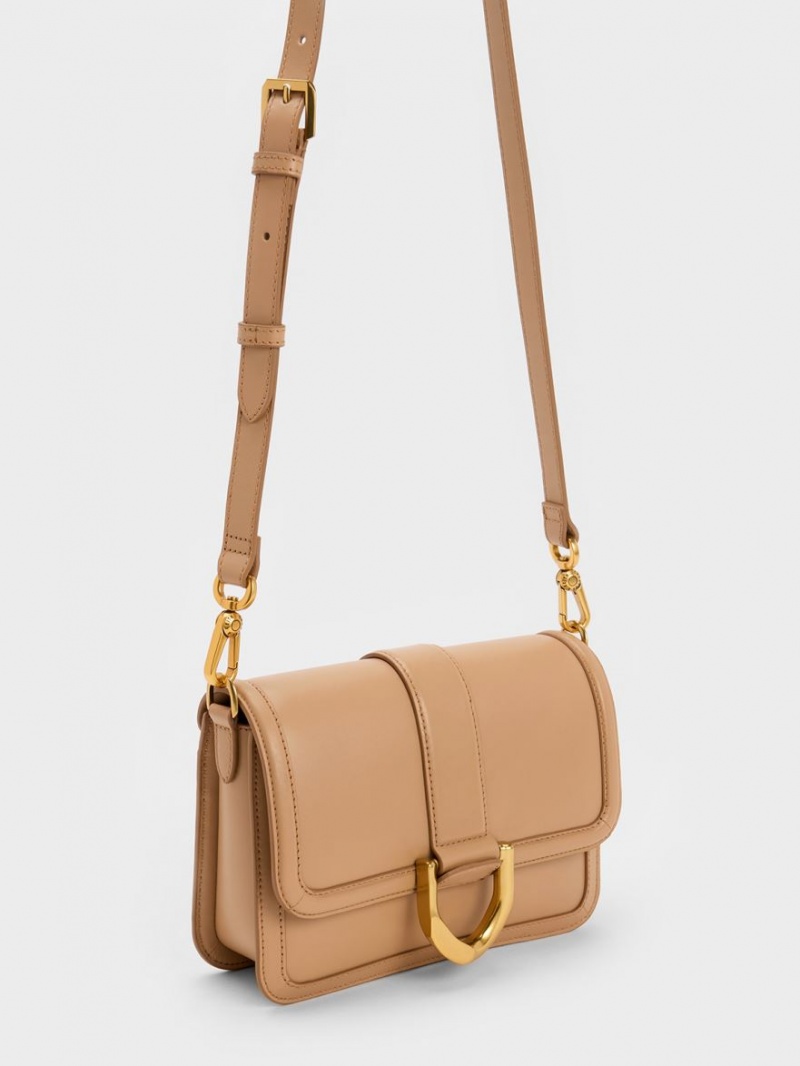 τσάντεσ χιαστί Charles And Keith Gabine δερματινα Μπεζ | 94102-YRZS