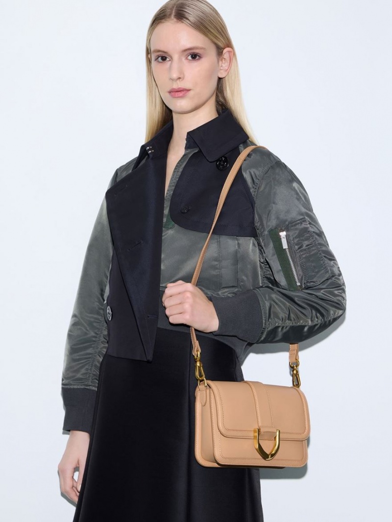 τσάντεσ χιαστί Charles And Keith Gabine δερματινα Μπεζ | 94102-YRZS