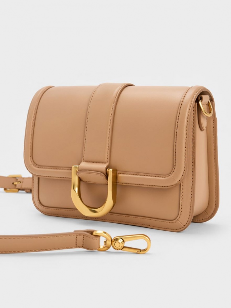 τσάντεσ χιαστί Charles And Keith Gabine δερματινα Μπεζ | 94102-YRZS