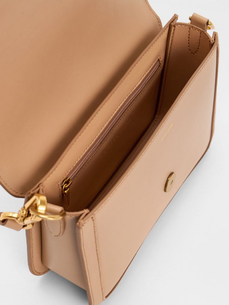 τσάντεσ χιαστί Charles And Keith Gabine δερματινα Μπεζ | 94102-YRZS