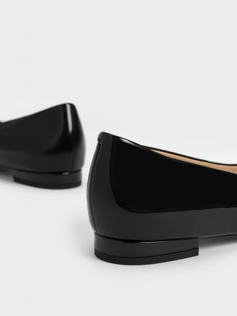 Παπουτσια Μπαλαρινεσ Charles And Keith Gabine λουστρινι δερματινα μαυρα | 12793-VGQM