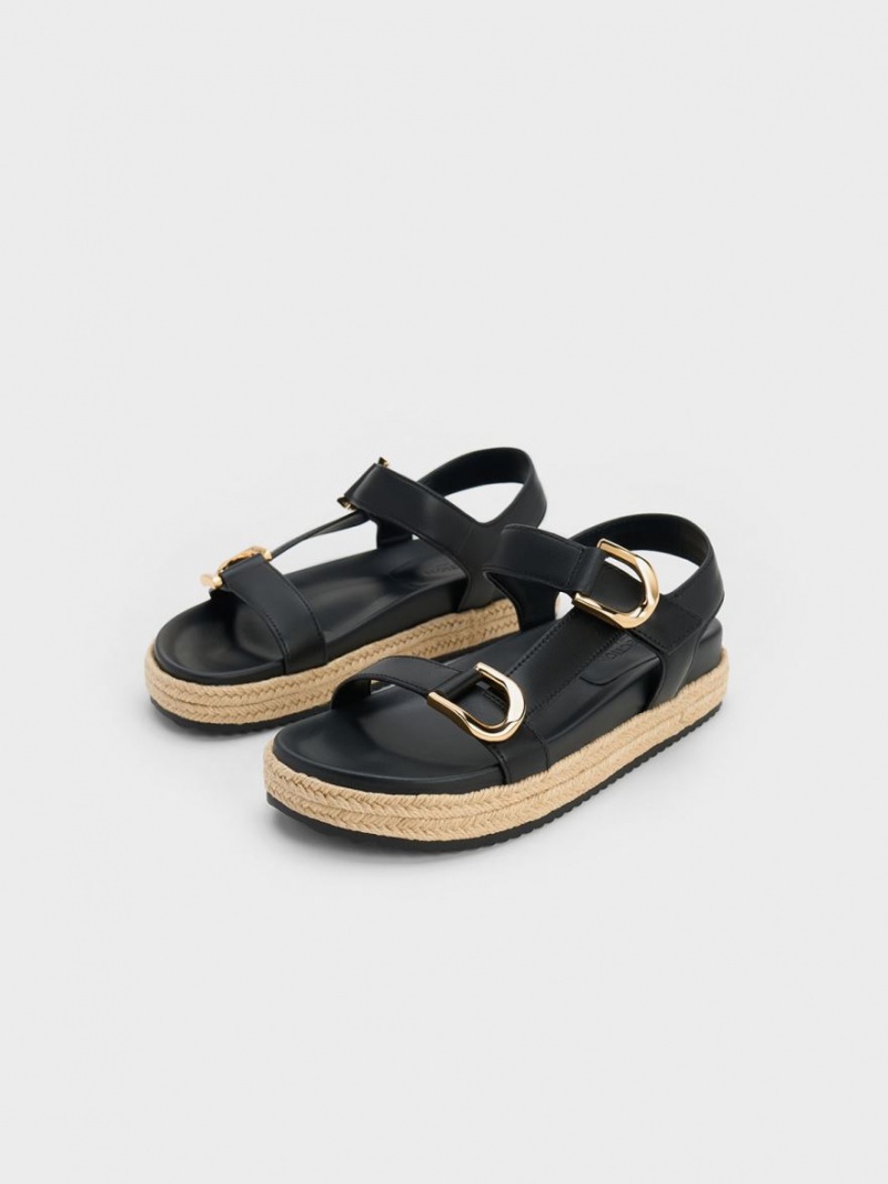 Πεδιλα Πλατφορμεσ Charles And Keith Gabine δερματινα εσπαντριγιεσ μαυρα | 70256-VZJB