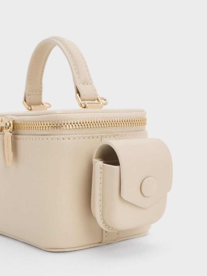 τσαντα χειροσ Charles And Keith Gaia Boxy Top Μπεζ | 51870-RTJD