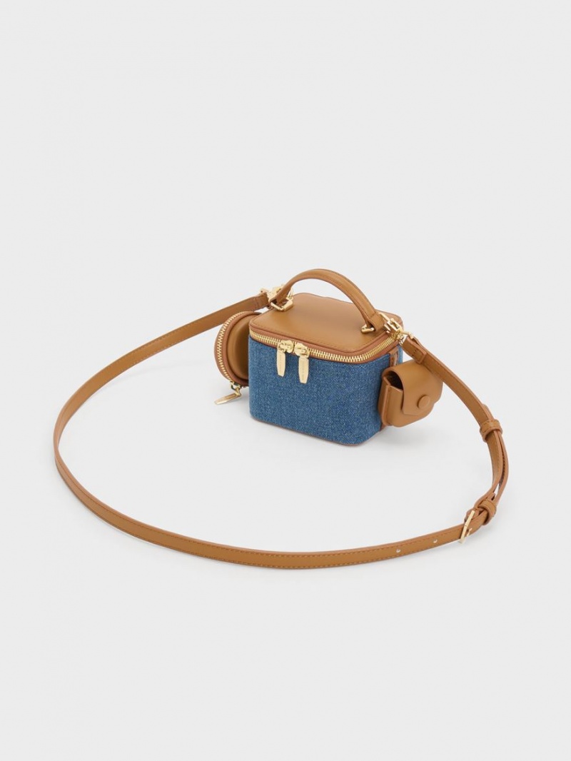 τσαντα χειροσ Charles And Keith Gaia Denim Boxy Top μπλε | 91503-ZIAT
