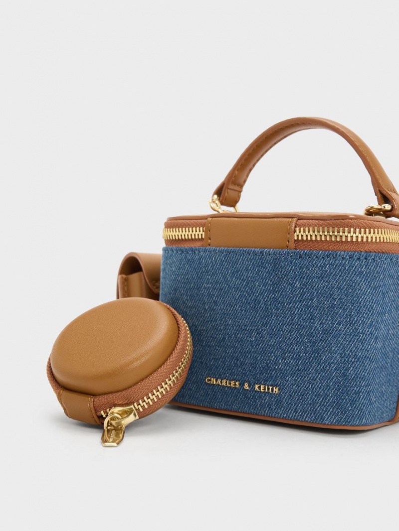 τσαντα χειροσ Charles And Keith Gaia Denim Boxy Top μπλε | 91503-ZIAT