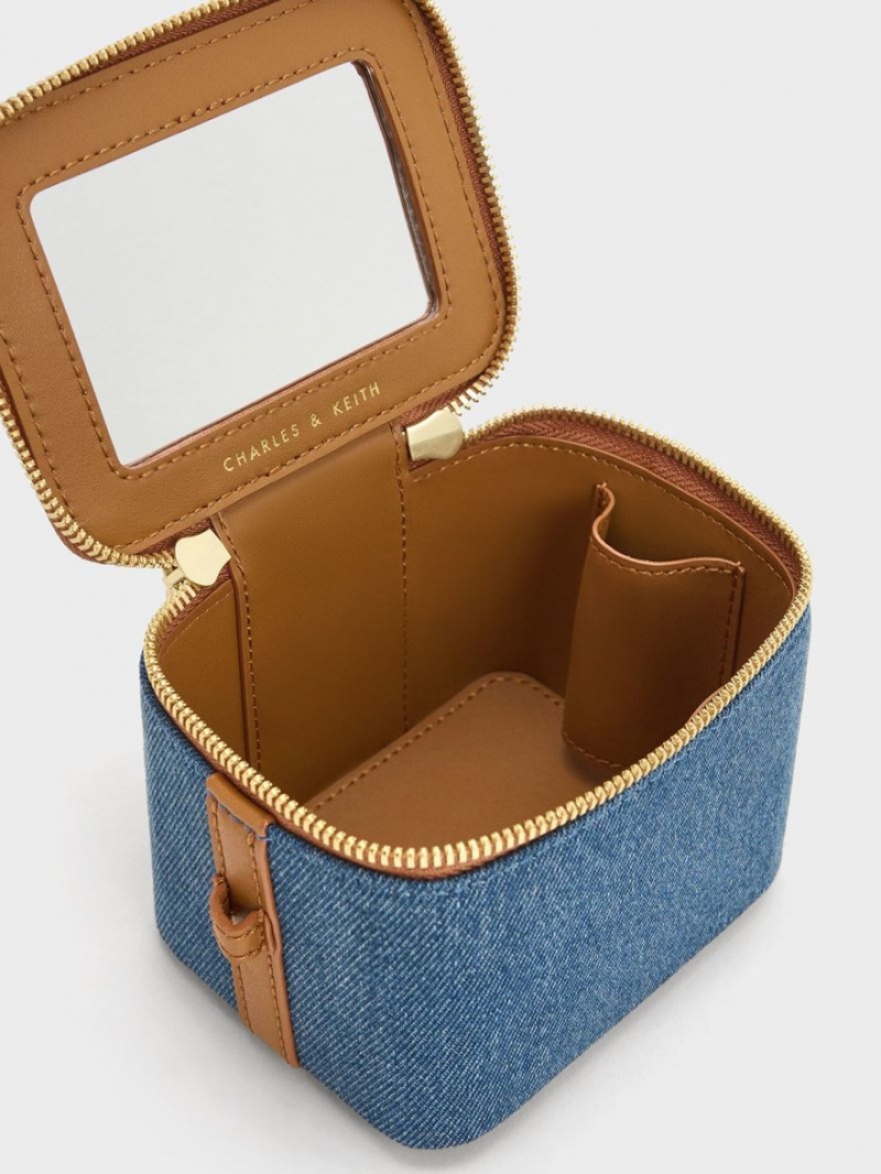 τσαντα χειροσ Charles And Keith Gaia Denim Boxy Top μπλε | 91503-ZIAT