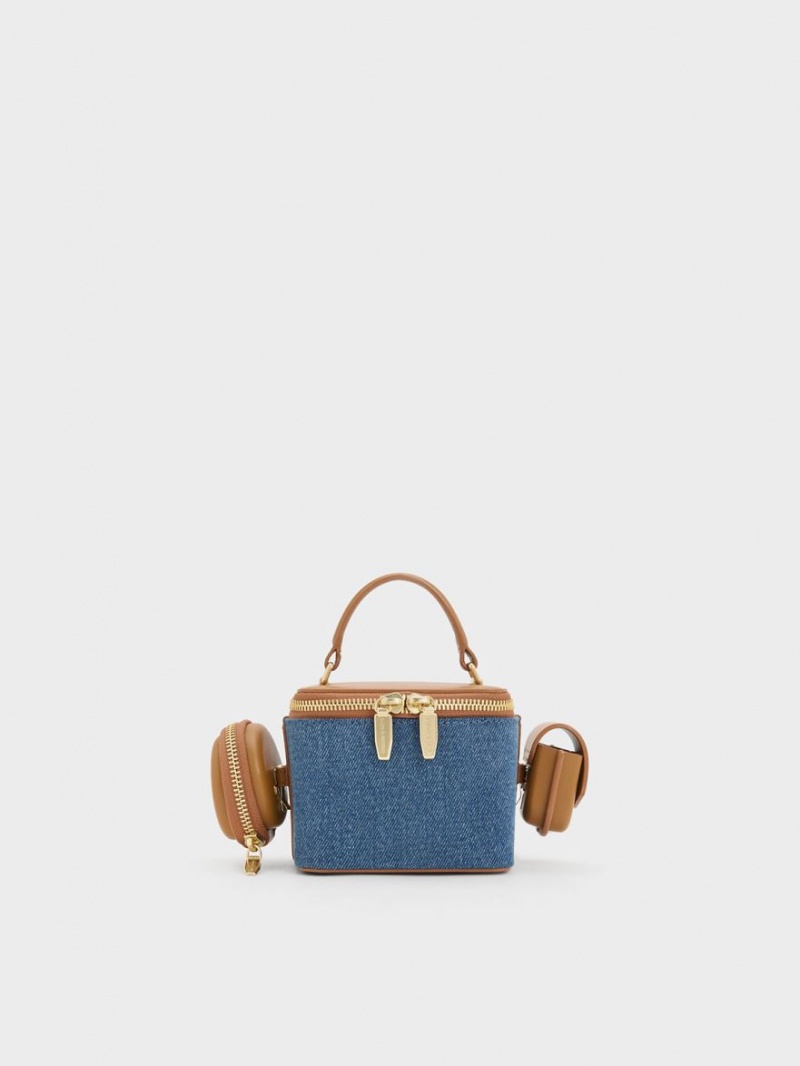 τσαντα χειροσ Charles And Keith Gaia Denim Boxy Top μπλε | 91503-ZIAT