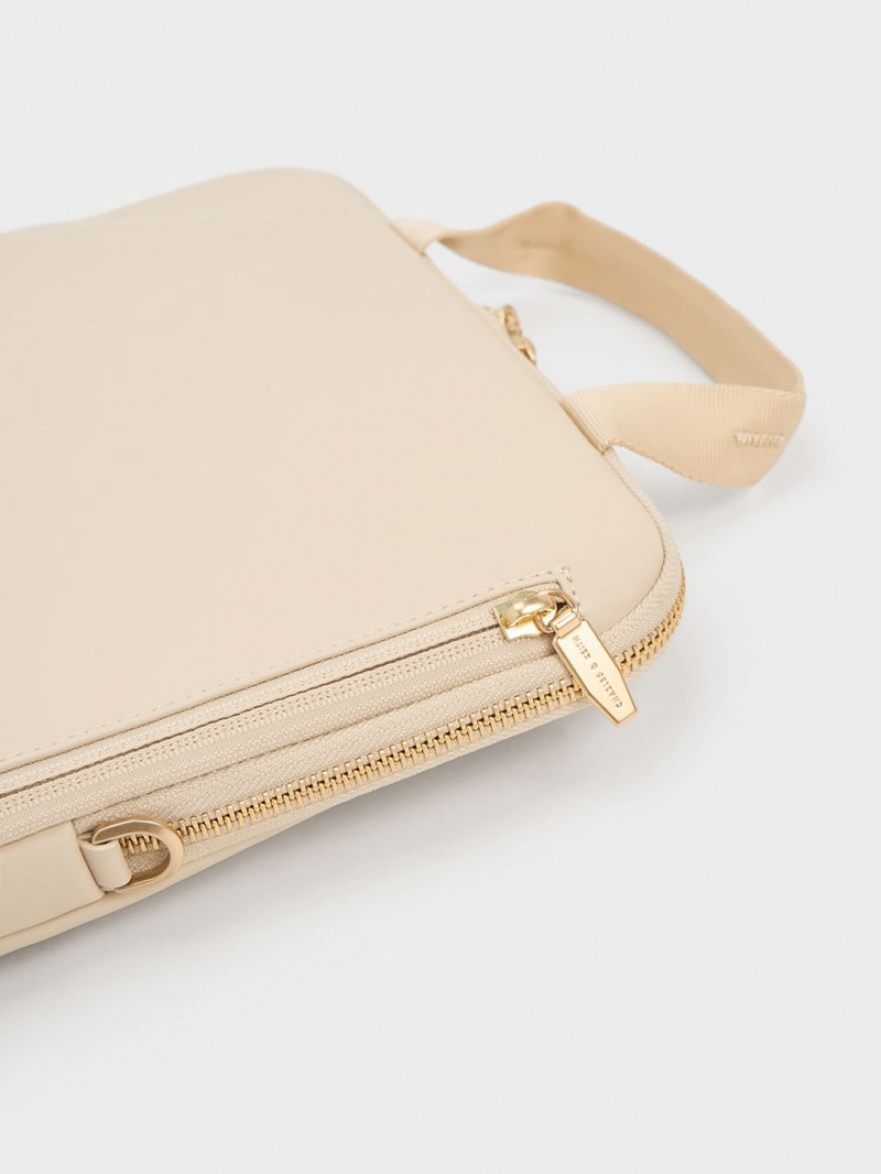 τσάντεσ ώμου Charles And Keith Gaia Laptop Μπεζ | 50917-PMNF