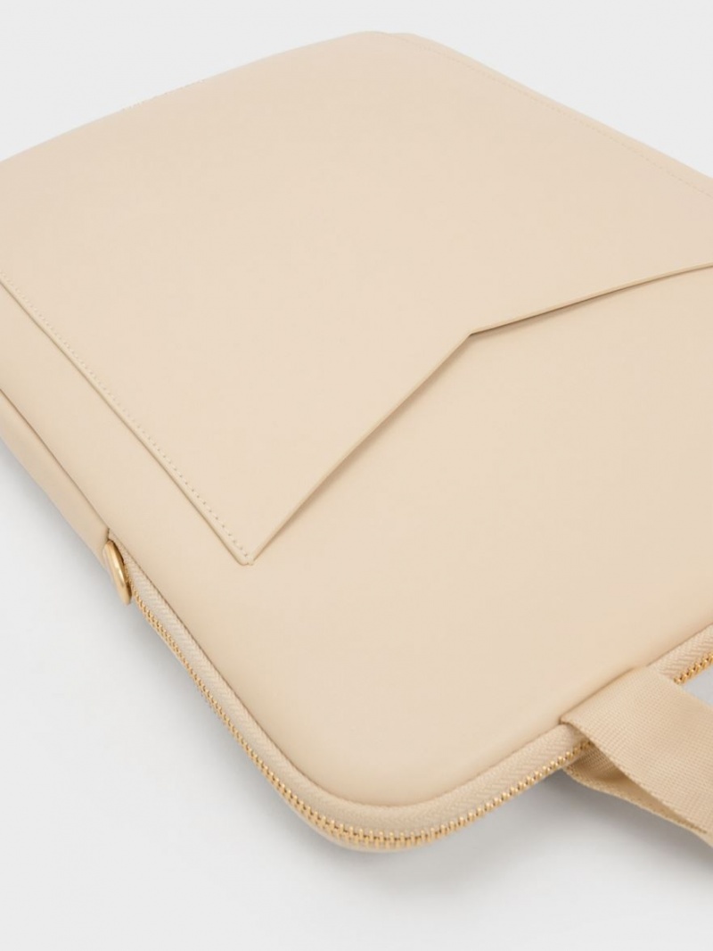 τσάντεσ ώμου Charles And Keith Gaia Laptop Μπεζ | 50917-PMNF