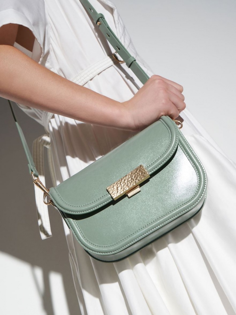 τσάντεσ χιαστί Charles And Keith Genevieve Metallic Accent πρασινο | 36901-PFDO