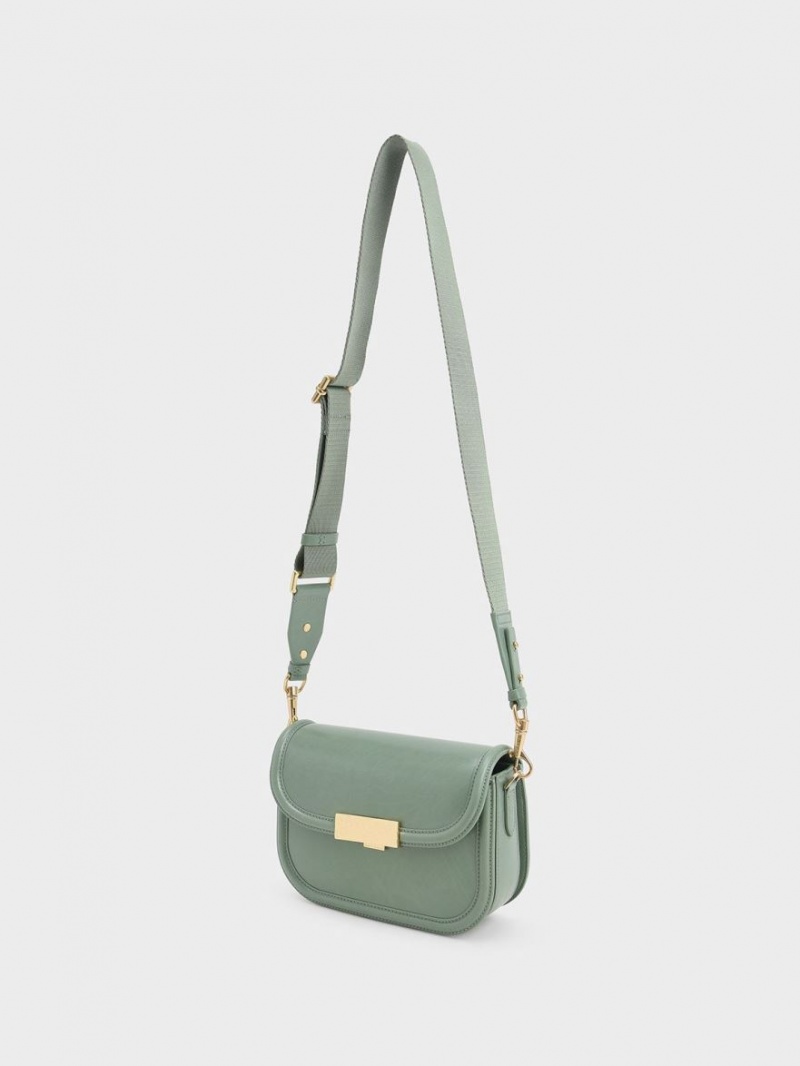 τσάντεσ χιαστί Charles And Keith Genevieve Metallic Accent πρασινο | 36901-PFDO