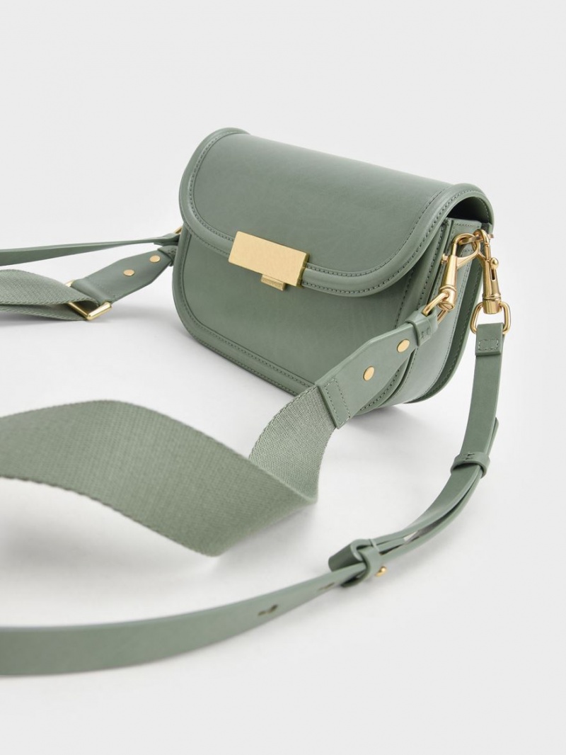 τσάντεσ χιαστί Charles And Keith Genevieve Metallic Accent πρασινο | 36901-PFDO