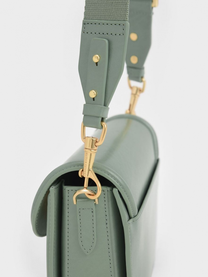 τσάντεσ χιαστί Charles And Keith Genevieve Metallic Accent πρασινο | 36901-PFDO