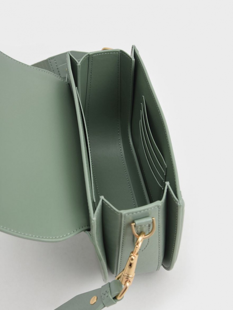 τσάντεσ χιαστί Charles And Keith Genevieve Metallic Accent πρασινο | 36901-PFDO