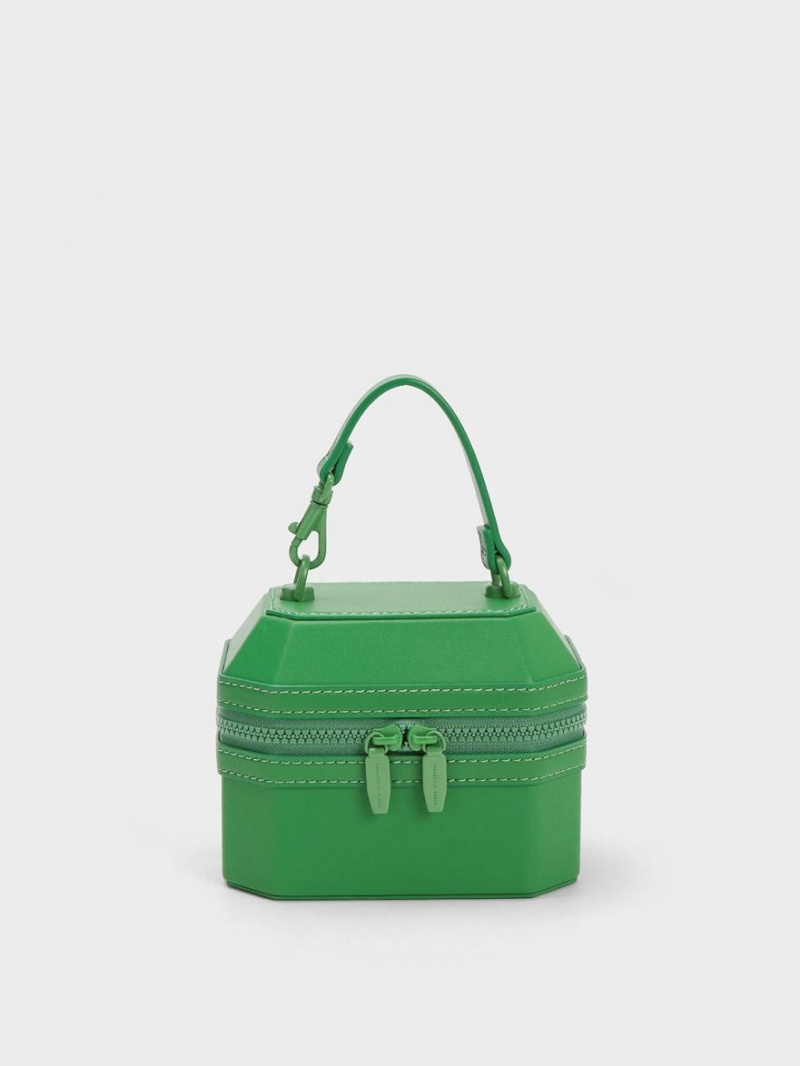 τσαντα χειροσ Charles And Keith Geometric Boxy Top πρασινο | 95164-HMWK