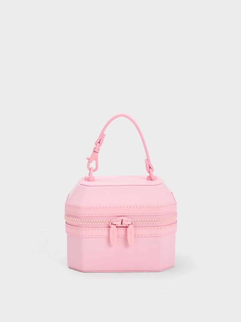 τσαντα χειροσ Charles And Keith Geometric Boxy Top ανοιχτο ροζ | 31268-YOQD