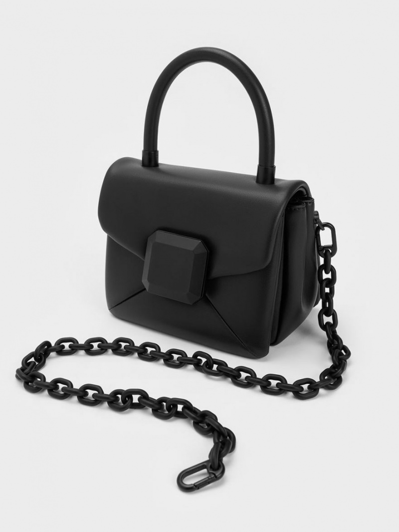 τσαντα χειροσ Charles And Keith Geometric Push-Lock Top μαυρα | 57186-GPRC