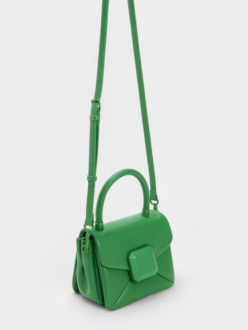 τσαντα χειροσ Charles And Keith Geometric Push-Lock Top πρασινο | 63809-AHKC