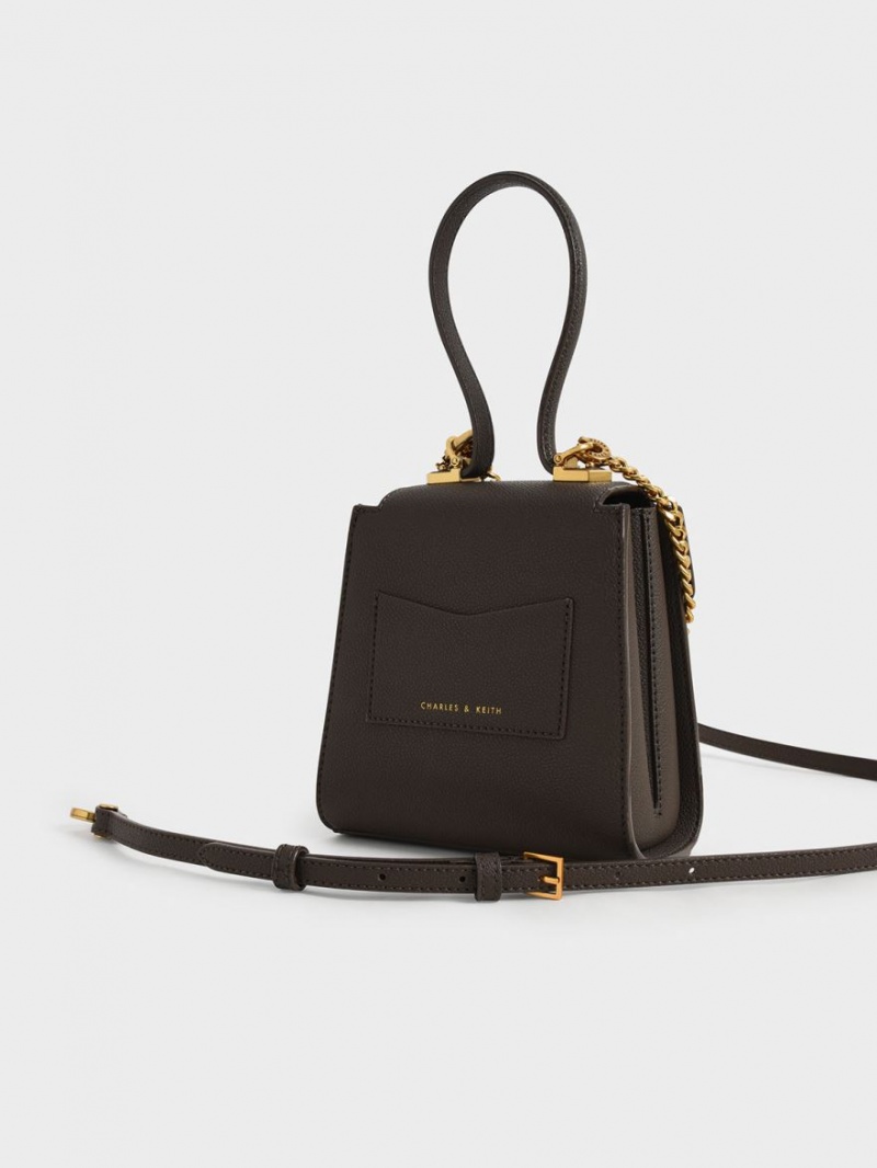 τσάντεσ ώμου Charles And Keith Geometric Top Handle Chain-Link μαυρα | 32867-DIZS
