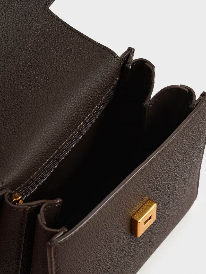 τσάντεσ ώμου Charles And Keith Geometric Top Handle Chain-Link μαυρα | 32867-DIZS