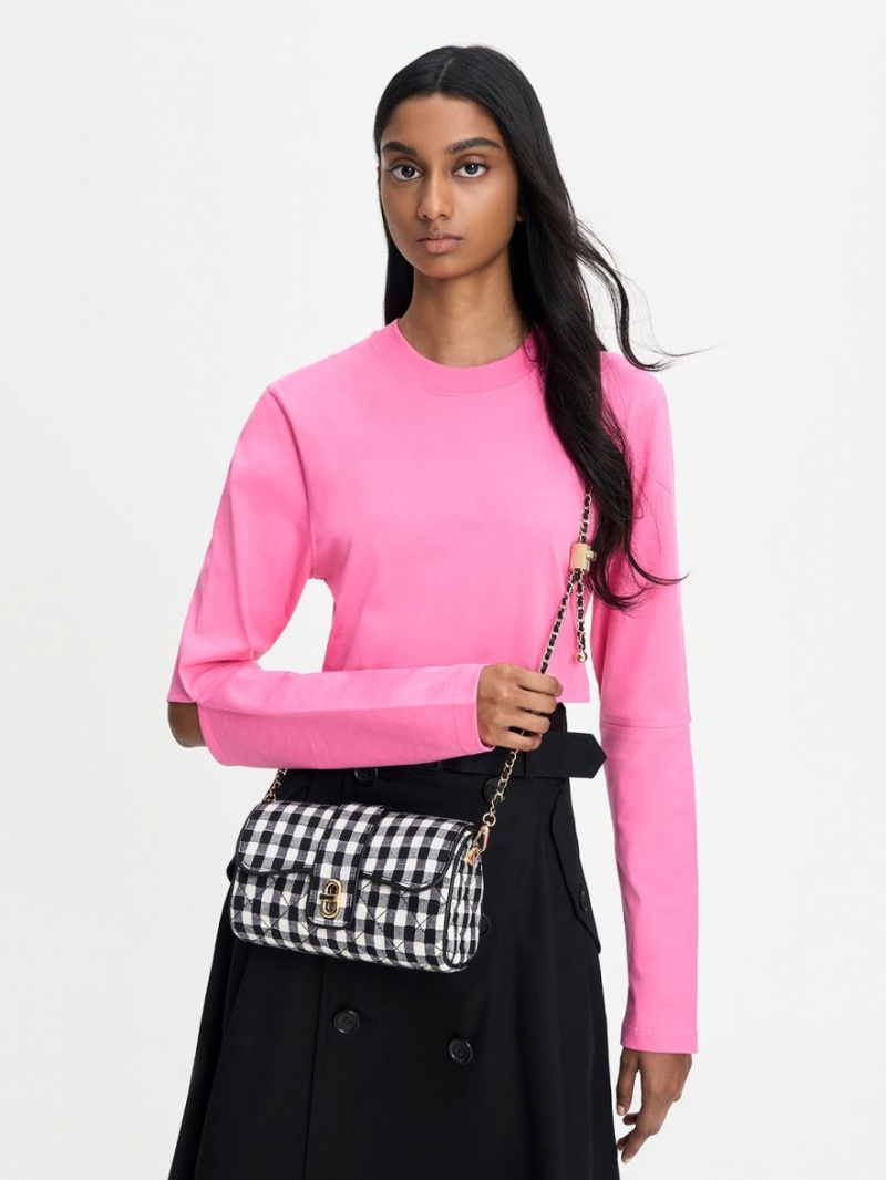 τσάντεσ χιαστί Charles And Keith Gingham Belted μαυρα ασπρα | 71586-MAIT