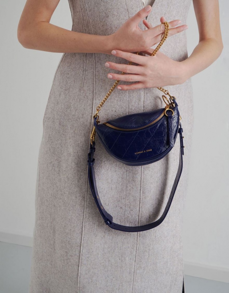 τσάντεσ χιαστί Charles And Keith Half Moon σκούρο μπλε | 42863-MJCS