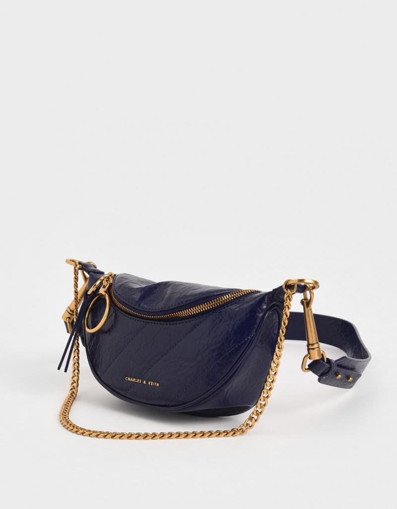 τσάντεσ χιαστί Charles And Keith Half Moon σκούρο μπλε | 42863-MJCS