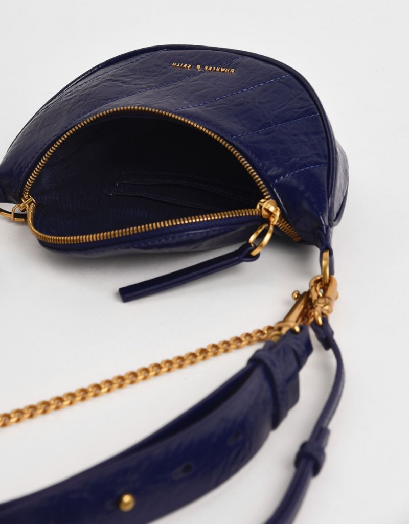 τσάντεσ χιαστί Charles And Keith Half Moon σκούρο μπλε | 42863-MJCS
