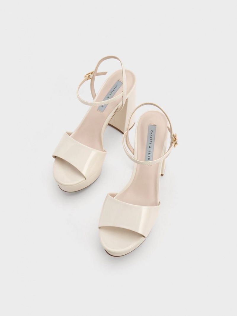 Πεδιλα Πλατφορμεσ Charles And Keith Halle Peep-toe Metallic ασπρα | 73910-UCTS
