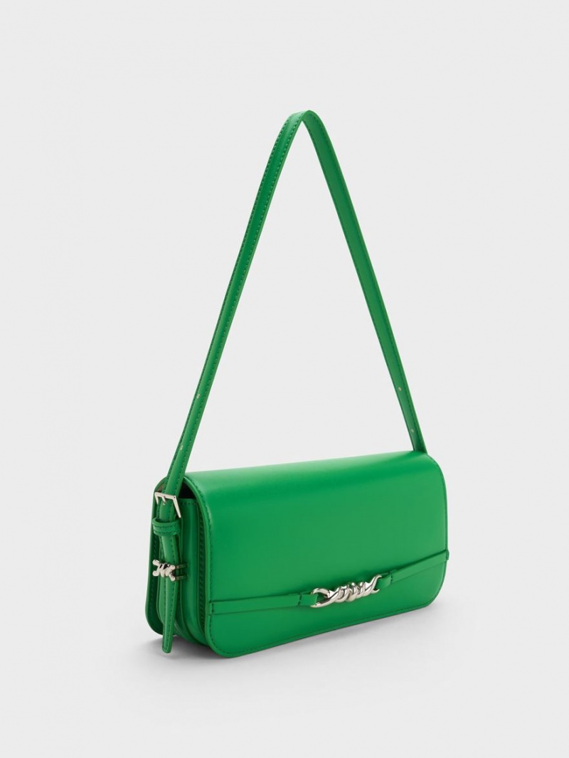 τσάντεσ ώμου Charles And Keith Henrietta πρασινο | 91560-SKNA