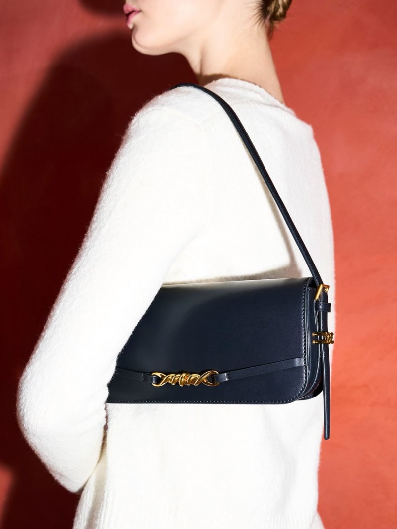 τσάντεσ ώμου Charles And Keith Henrietta σκουρο μπλε | 04791-VLEN