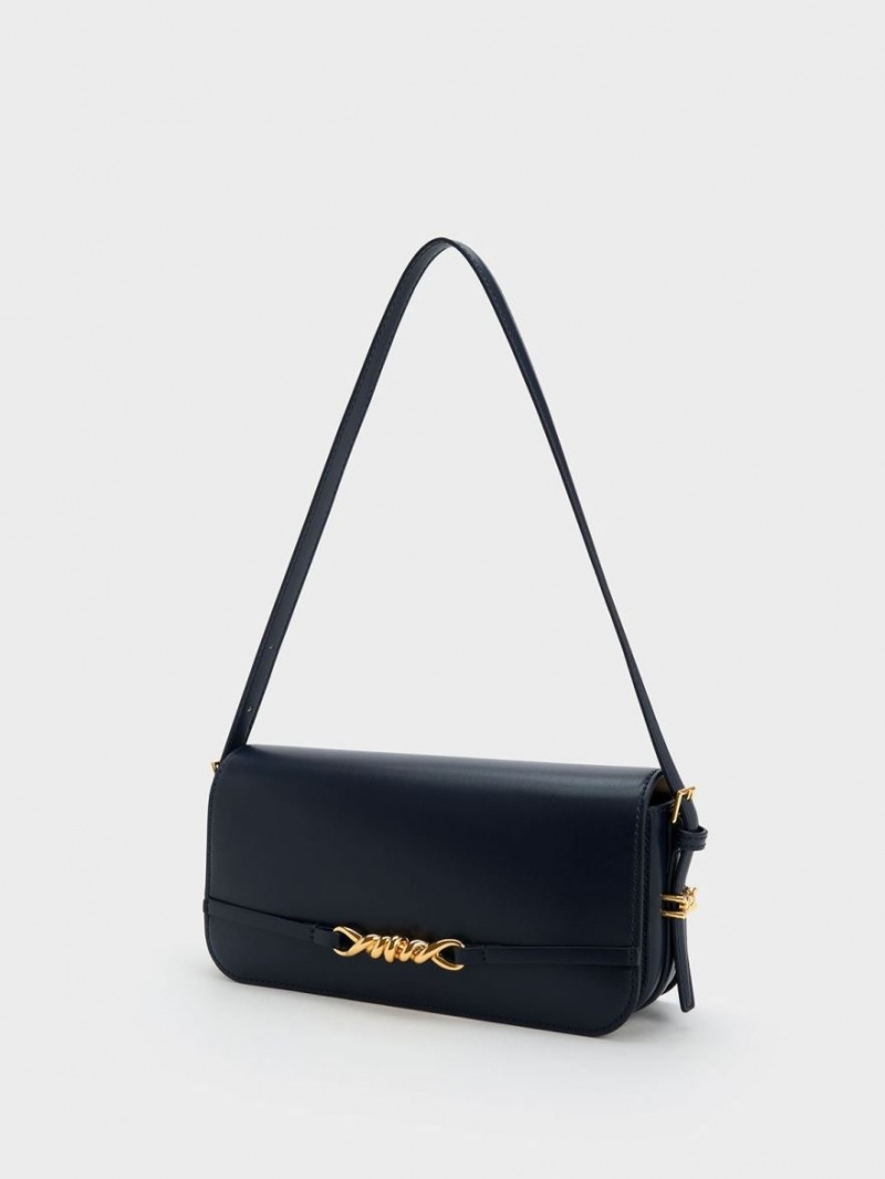 τσάντεσ ώμου Charles And Keith Henrietta σκουρο μπλε | 04791-VLEN