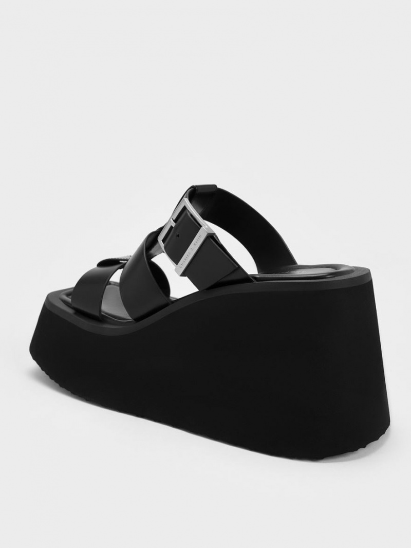 Πεδιλα Πλατφορμεσ Charles And Keith IIsa Flatform Gladiator μαυρα | 41285-IQUF