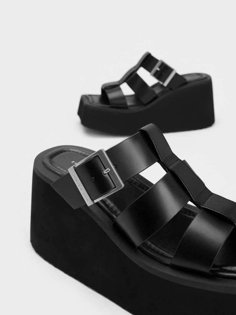 Πεδιλα Πλατφορμεσ Charles And Keith IIsa Flatform Gladiator μαυρα | 41285-IQUF