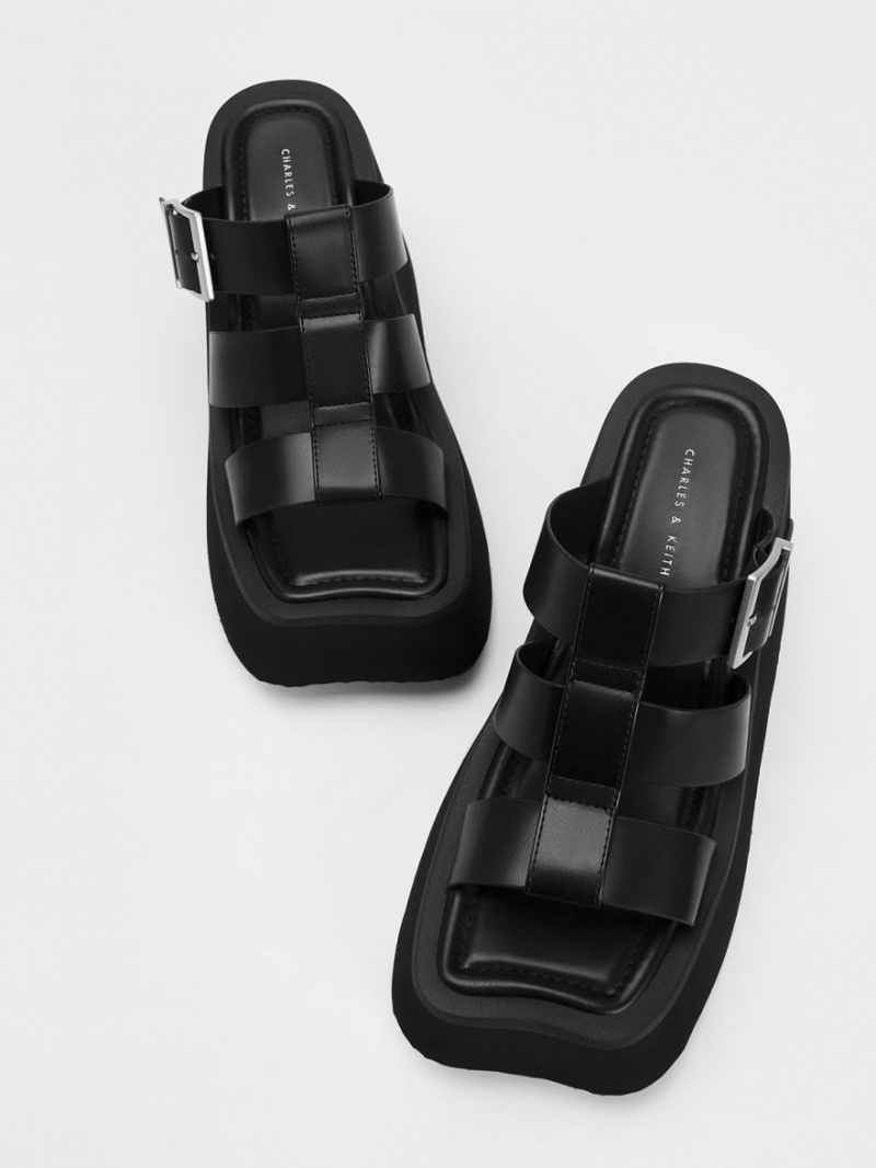 Πεδιλα Πλατφορμεσ Charles And Keith IIsa Flatform Gladiator μαυρα | 41285-IQUF