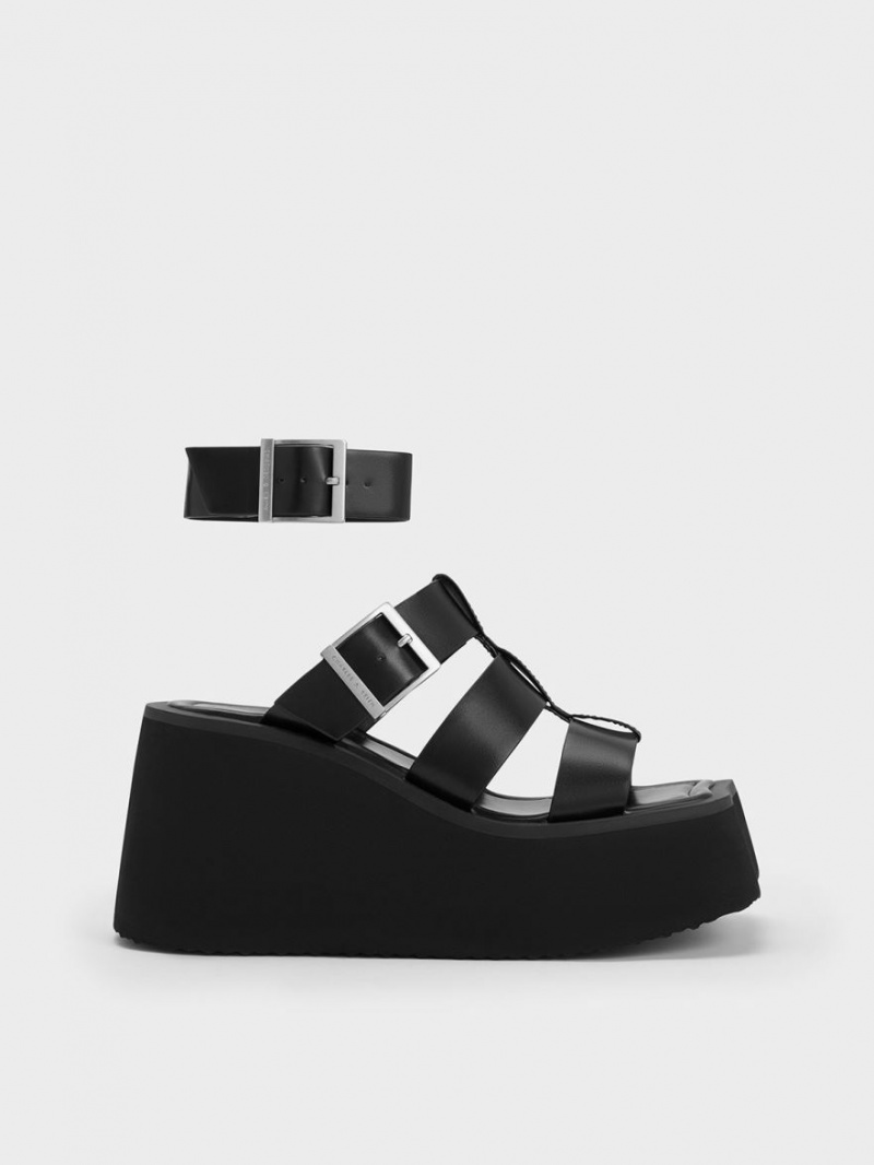 Πεδιλα Πλατφορμεσ Charles And Keith IIsa Flatform Gladiator μαυρα | 41285-IQUF