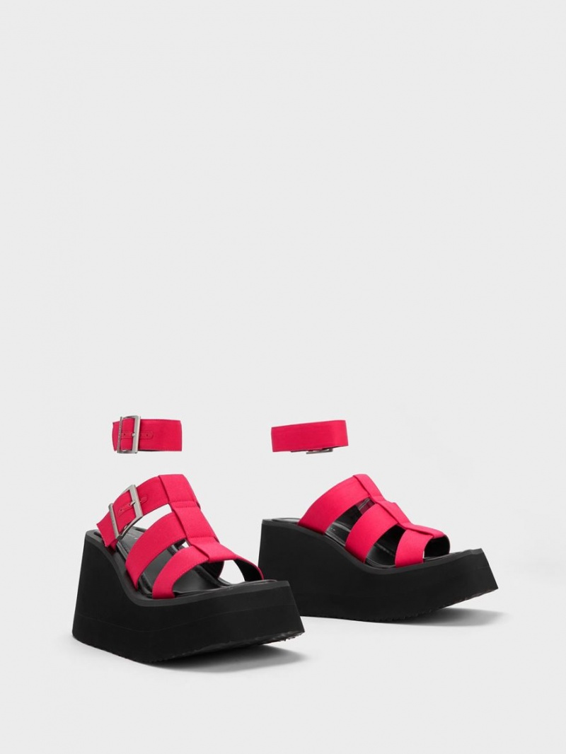 Πεδιλα Πλατφορμεσ Charles And Keith IIsa Flatform Gladiator φουξια | 60795-OPZI