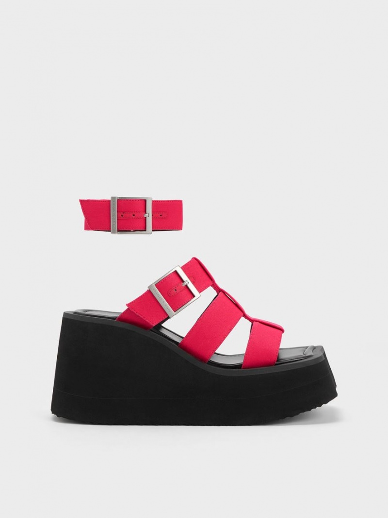Πεδιλα Πλατφορμεσ Charles And Keith IIsa Flatform Gladiator φουξια | 60795-OPZI