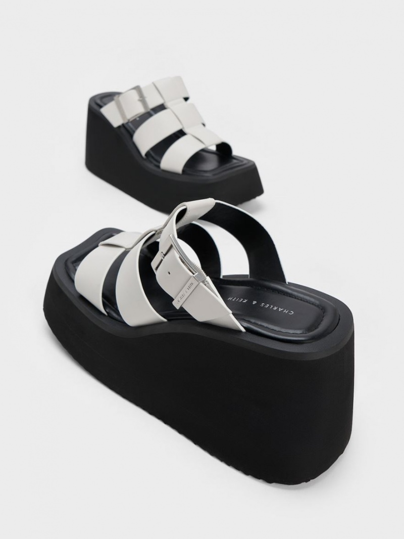 Πεδιλα Πλατφορμεσ Charles And Keith IIsa Flatform Gladiator ασπρα | 71489-SXKU