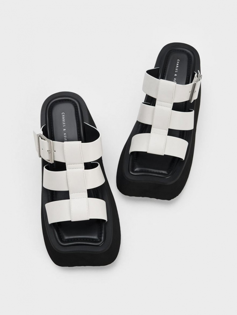 Πεδιλα Πλατφορμεσ Charles And Keith IIsa Flatform Gladiator ασπρα | 71489-SXKU