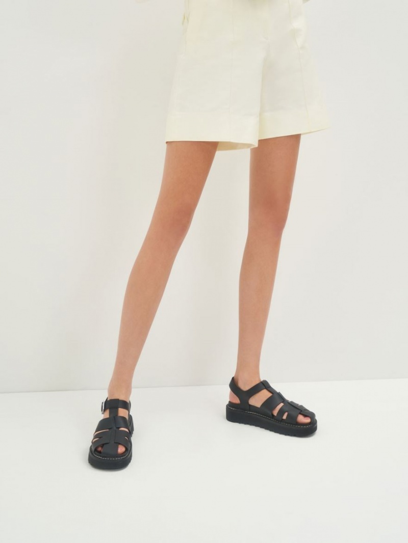 Πεδιλα Πλατφορμεσ Charles And Keith Interwoven Buckled μαυρα | 39152-JUTV