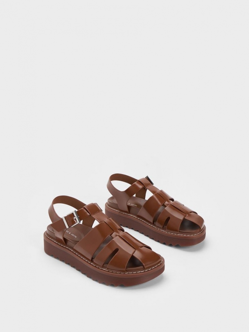 Πεδιλα Πλατφορμεσ Charles And Keith Interwoven Buckled καφε | 16958-IJCB