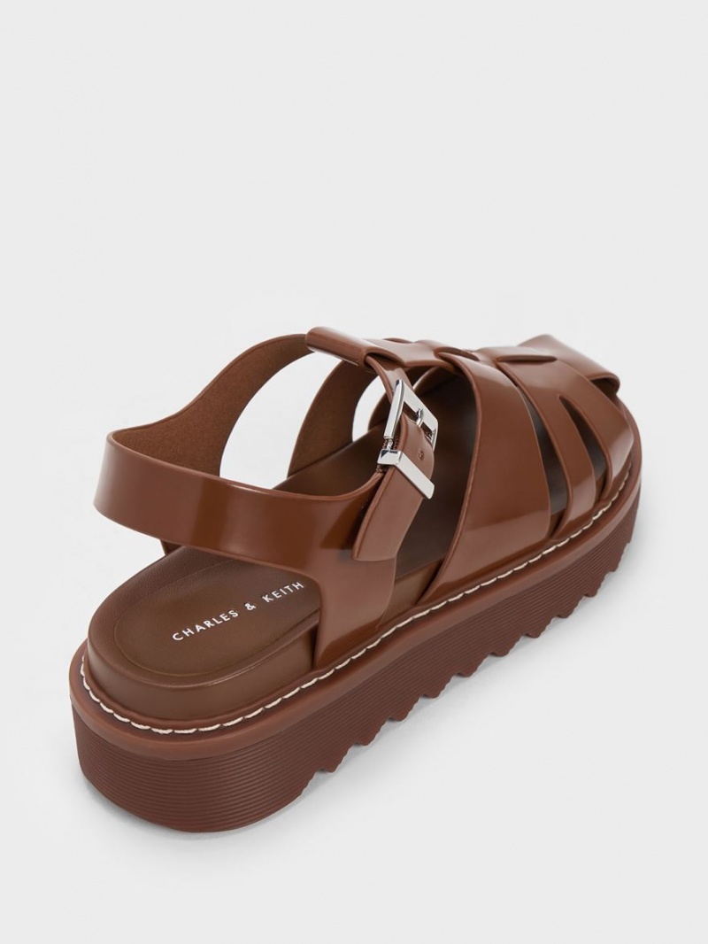 Πεδιλα Πλατφορμεσ Charles And Keith Interwoven Buckled καφε | 16958-IJCB