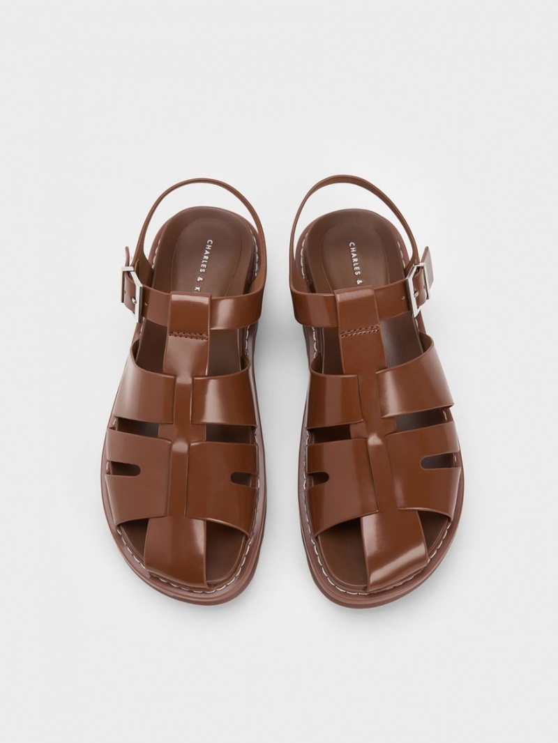 Πεδιλα Πλατφορμεσ Charles And Keith Interwoven Buckled καφε | 16958-IJCB