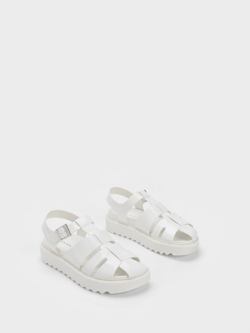 Πεδιλα Πλατφορμεσ Charles And Keith Interwoven Buckled ασπρα | 29675-CERF