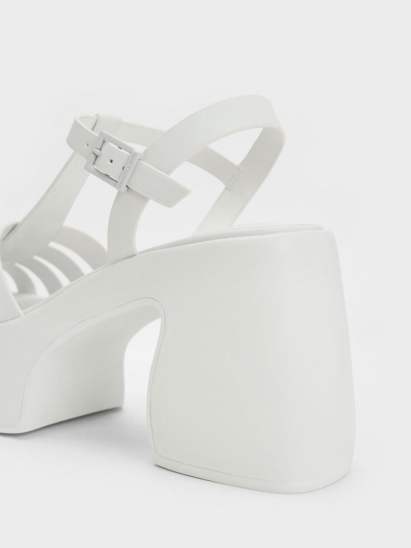 Πεδιλα Πλατφορμεσ Charles And Keith Interwoven flatforms Gladiator ασπρα | 90642-PVUQ