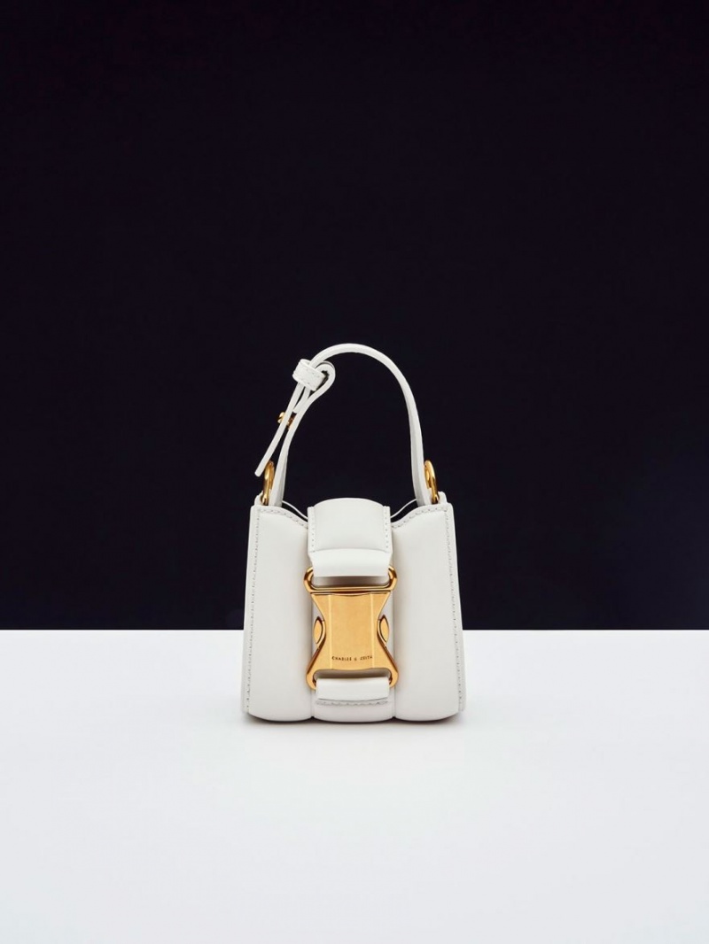 μίνι τσάντες Charles And Keith Ivy Top Handle κρέμα | 06194-SUFI