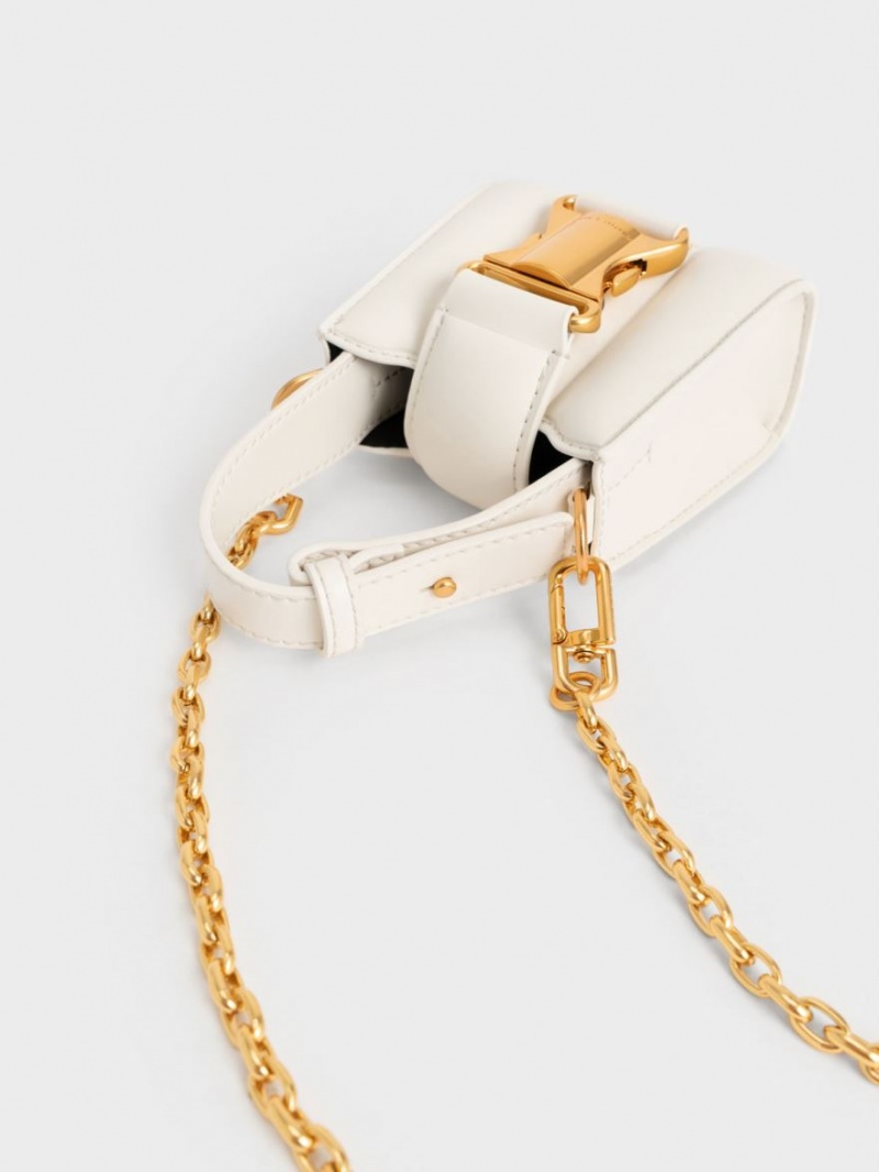 μίνι τσάντες Charles And Keith Ivy Top Handle κρέμα | 06194-SUFI