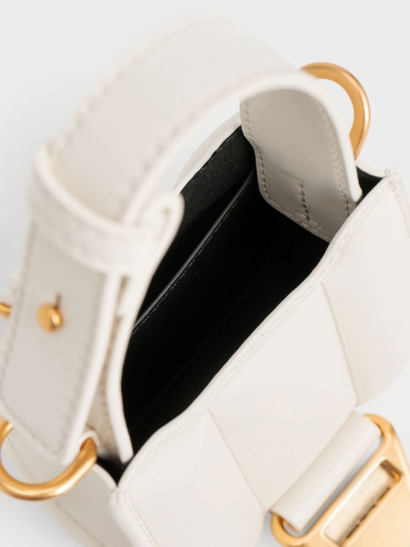 μίνι τσάντες Charles And Keith Ivy Top Handle κρέμα | 06194-SUFI